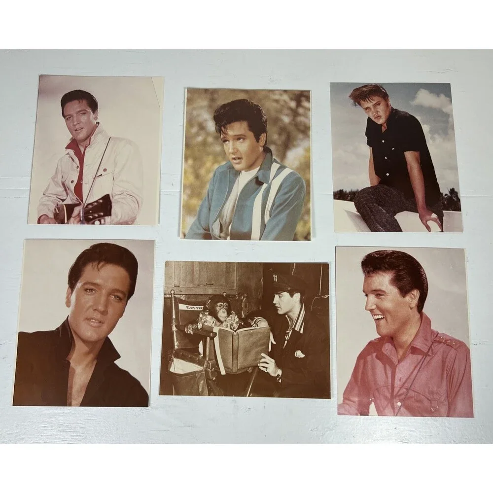 Vintage Elvis Presley Photo Lot (6) Glossy Prints w/Elvis & Scatter Monkey Photo